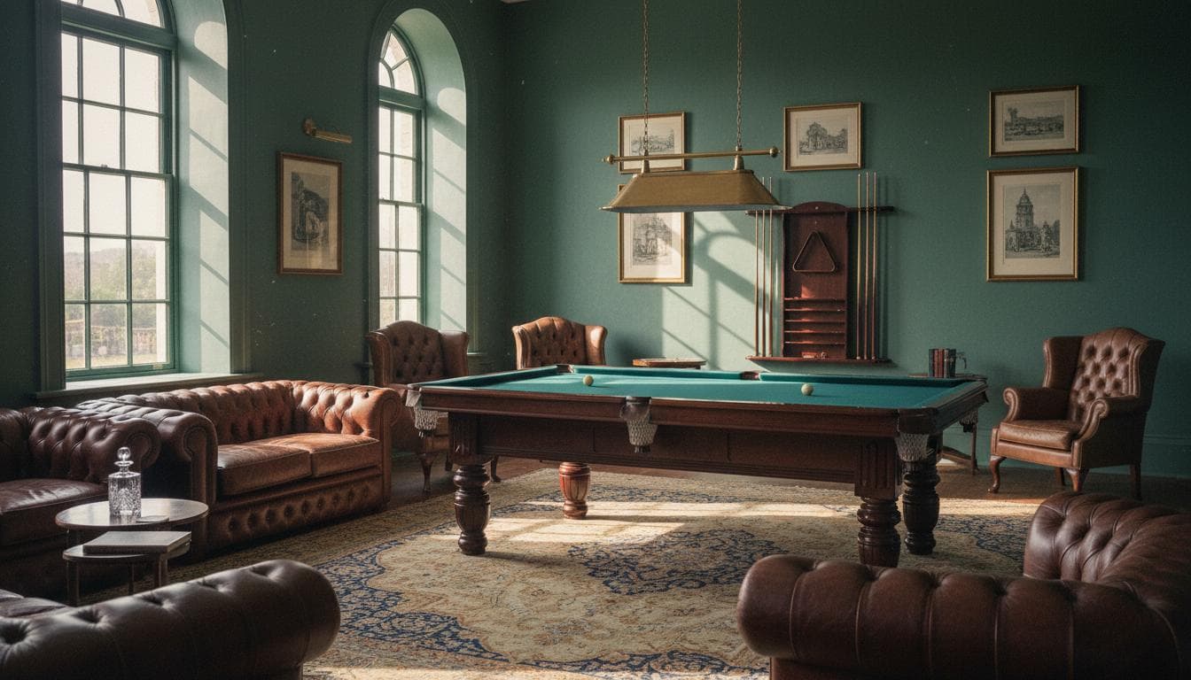 Private billiards room with leather seating